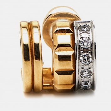 Pre Owned Boucheron Quatre Radiant Edition Diamond 18K Two Tone Gold Single Clip-on Earring