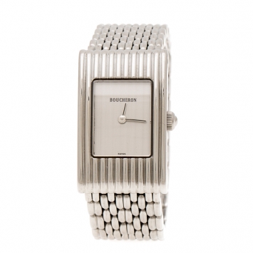 Pre Owned Boucheron Silver Stainless Steel Reflet Womens Wristwatch 18 mm