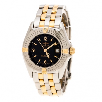 Pre Owned Breitling Black Gold Plated And Stainless Steel Callistino B52045.1 Women's Wristwatch 28 mm