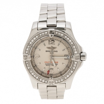 Pre Owned Breitling Ivory Stainless Steel Colt Oceane A7738053 Women's Wristwatch 33 mm
