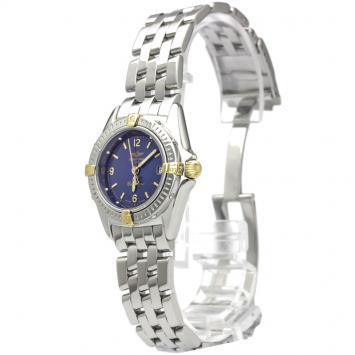 Pre Owned Breitling Blue 18K Yellow Gold and Stainless Steel Callistino Women's Wristwatch 27MM