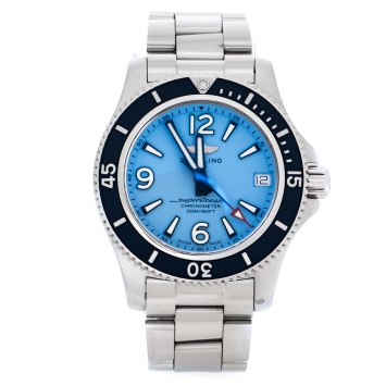 Pre Owned Breitling Blue Stainless Steel Superocean II A17316 Women's Wrstwatch 36 mm