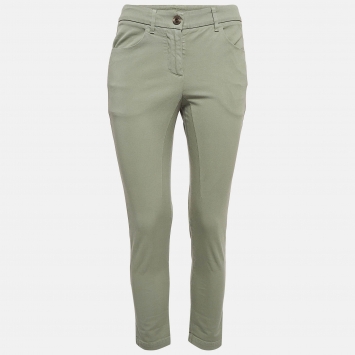 Pre Owned Brunello Cucinelli Green Cotton Trousers S