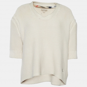 مملوكة مسبقًا Burberry Brit Ivory Chunky Knit Oversized Jumper S