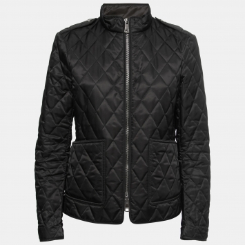 Pre Owned Burberry Brit Black Synthetic Diamond Quilted Zip-Up Jacket M   
