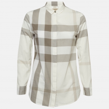 Pre Owned Burberry Brit Monochrome Checked Cotton Shirt XS