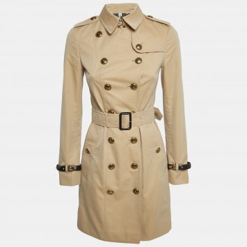 Pre Owned Burberry London Beige Gabardine Belted Trench Coat XS