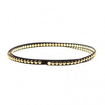 Pre Owned Burberry Black Leather Riveted Double Wrap Belt Size 90cm