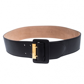 Pre Owned Burberry Black Leather Cecile Waist Belt 95CM