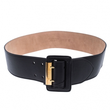 Pre Owned Burberry Black Leather Cecile Waist Belt 90CM