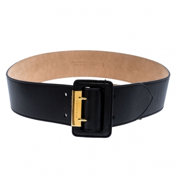 Pre Owned Burberry Black Leather Cecile Waist Belt 95CM