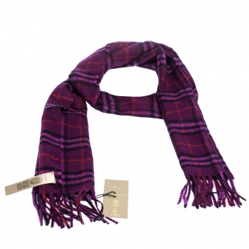 Pre Owned Burberry Purple Tonal Vintage Check Cashmere Scarf