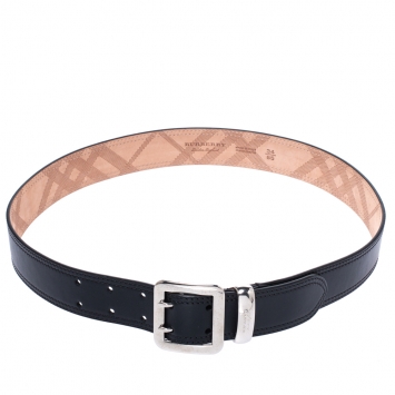 Pre Owned Burberry Black Leather Morgan Belt 85 CM
