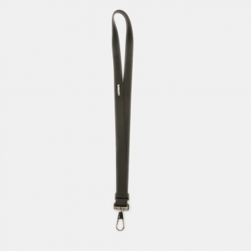 Pre Owned Burberry Black London Check Coated Canvas Leather Lanyard