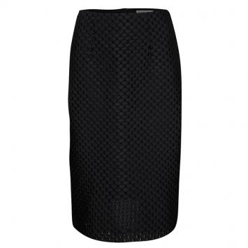 Pre Owned Burberry London Black Circular Textured Pencil Skirt S