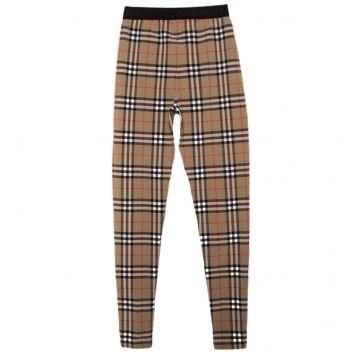 Pre Owned Burberry London Antique Yellow Novacheck Print Belvoir Leggings XS