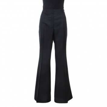 Pre Owned Burberry Black Wool Flared Tailored Trousers M 