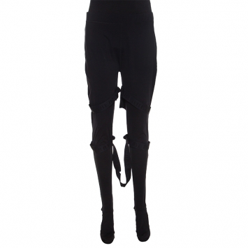 Pre Owned Burberry Black Stretch Jersey Strap Detailed Footed Leggings L