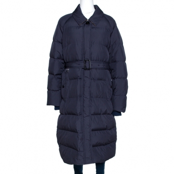 Pre Owned Burberry Navy Blue Goose Down Bridgnorth Quilted Coat XL