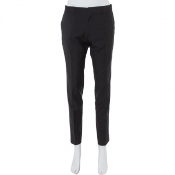 Pre Owned Burberry Black Wool Tailored Pants L