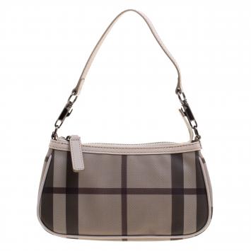 Pre Owned Burberry Beige Smoked Check PVC Small Aston Shoulder Bag