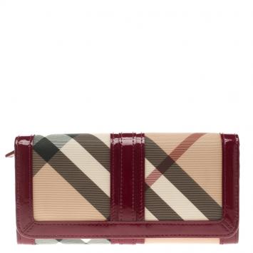 Pre Owned Burberry Raspberry Novacheck PVC Penrose Continental Wallet