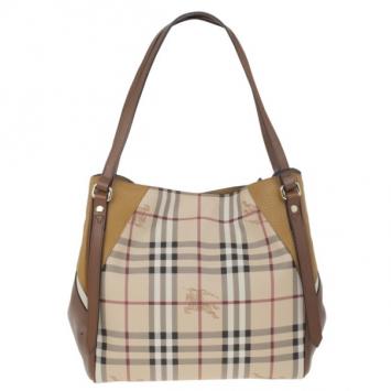 Pre Owned Burberry Haymarket Patchwork Small Canterbury Tote