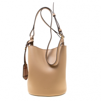 Pre Owned  Burberry Brown Leather Crossbody Bucket Bag