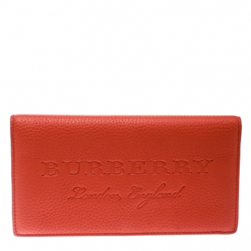 Pre Owned Burberry Orange Leather Hastings Bifold Wallet