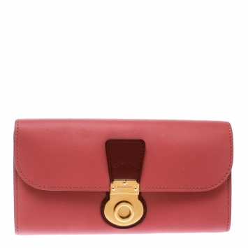 Pre Owned Burberry Pink Leather Halton Continental Wallet