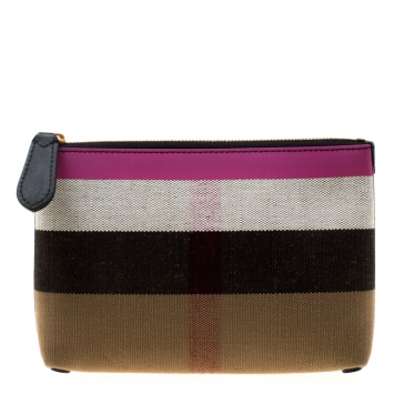 Pre Owned Burberry Multicolor Canvas Medium Duncan Zip Pouch