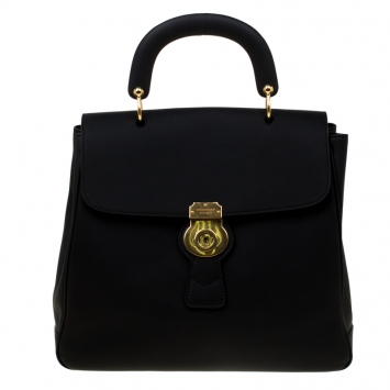 Pre Owned Burberry Black Leather Large DK88 Top Handle Bag