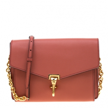 Pre Owned Burberry Coral Pink Leather Derby Crossbody Bag