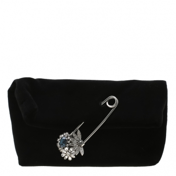 Pre Owned Burberry Black Fabric Crystal Pin Clutch