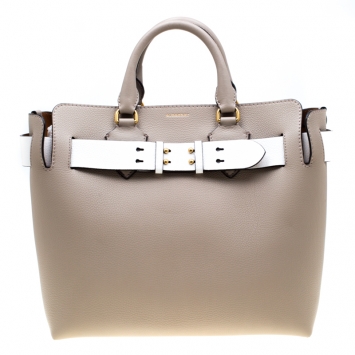 Pre Owned Burberry London Marais Leather The Small Leather Belt Tote