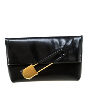 Pre Owned Burberry Black Leather Pin Clutch
