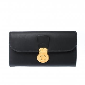 Pre Owned Burberry Black Letaher Halton Continental Wallet