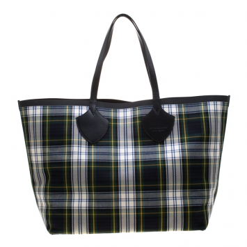 Pre Owned Burberry Red/Green Vintage Check Canvas Giant Reversible Tote