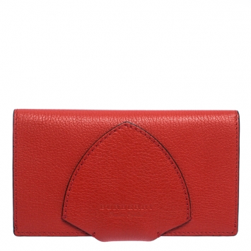Pre Owned Burberry Red Leather Harlow Continental Wallet