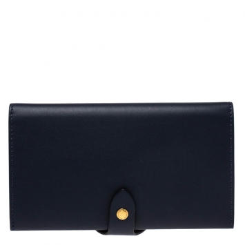 Pre Owned Burberry Dark Indigo Leather Harlow Continental Wallet