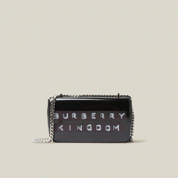 Pre Owned Burberry Black Kingdom Logo Patent Leather Bag