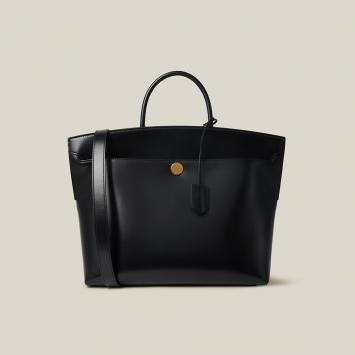 Pre Owned Burberry Black Society Top-Handle Leather Tote