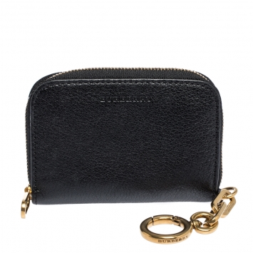 Pre Owned Burberry Black Leather Berkely Zip Around Wallet