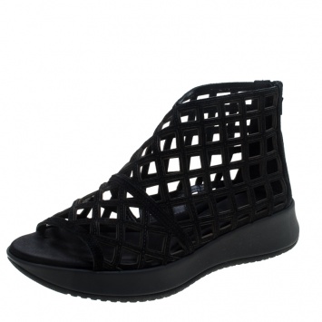 Pre Owned Burberry Prorsum Black Suede Cage Platform Sandals Size 38.5