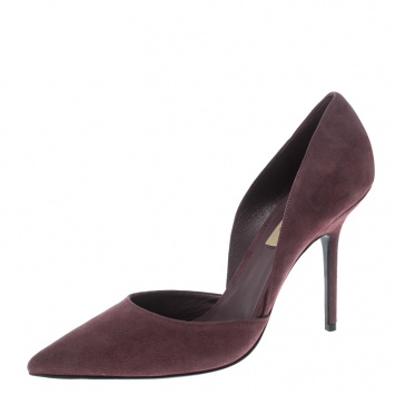 Pre Owned Burberry Taupe Rose Suede Vernoff D'Orsay Pointed Toe Pumps Size 41