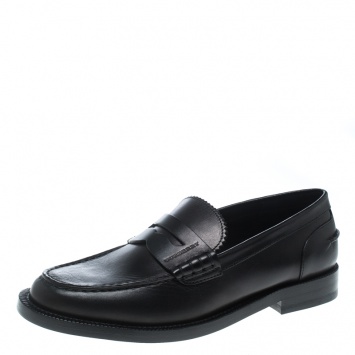 Pre Owned Burberry Black Leather Bedmont Penny Loafers Size 37.5