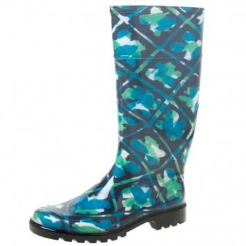 Pre Owned Burberry Multicolor Floral Geometric Rubber Carleton Rain Boots Size 39