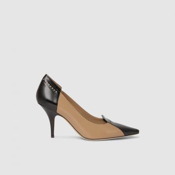 Pre Owned Burberry Multicoloured Eldmon Two-Tone Leather Pumps Size IT 39