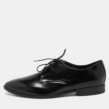 Pre Owned Burberry Black Leather Lace Up Derby Size 39