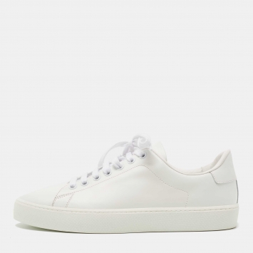 Pre Owned Burberry White Leather Lace Up Sneakers Size 39
